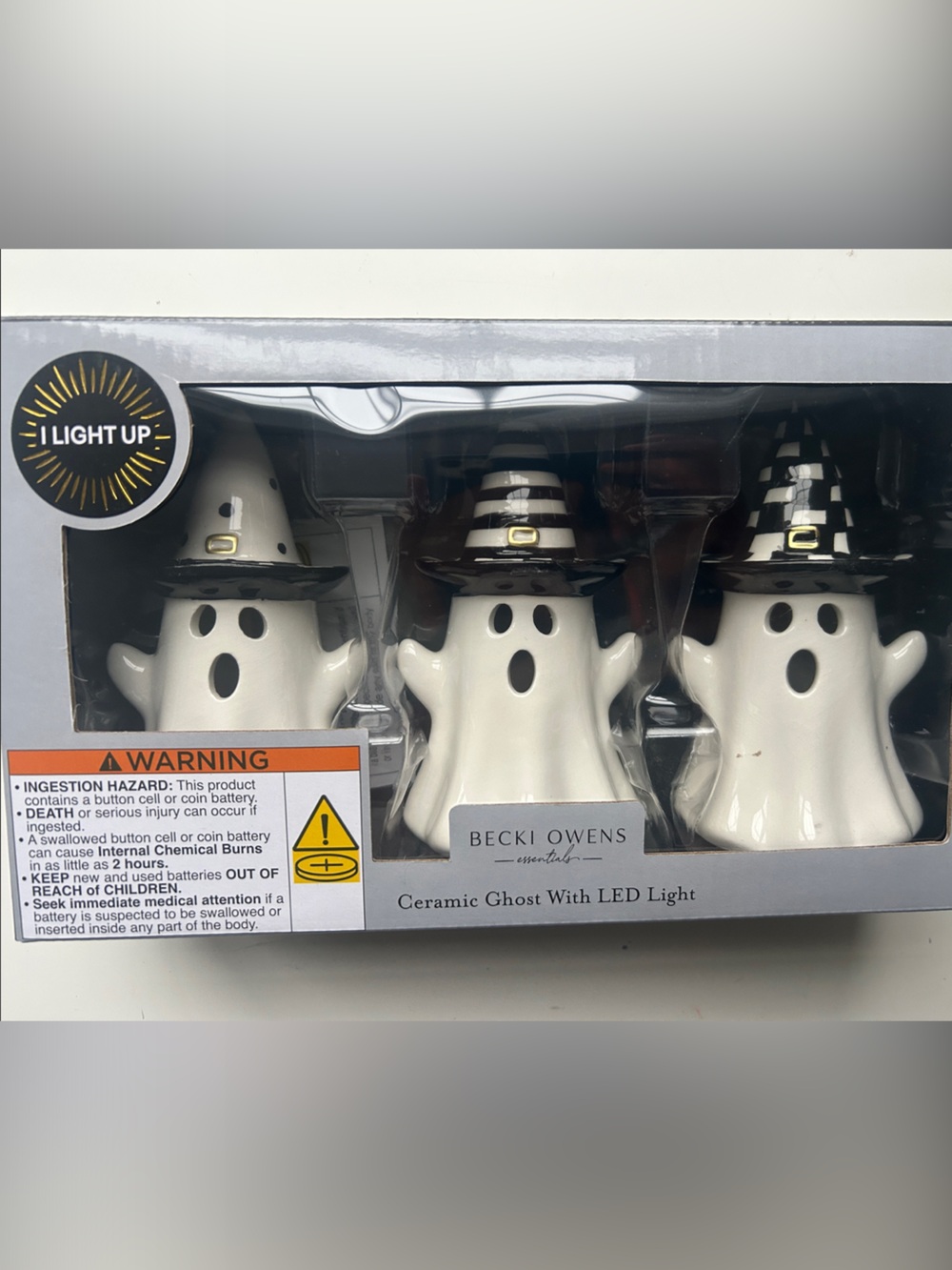 Becki Owens Black & White LED Light Up Ghosts Checkered Striped & Polka Dot 3SET